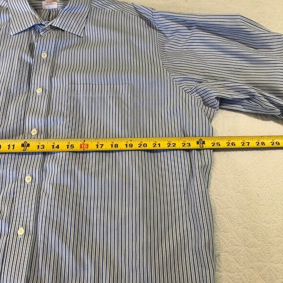 Brooks Brothers 1818 Mens Size 17-33 Non-Iron Shirt 100% Cotton Blue Stripe - Picture 6 of 9